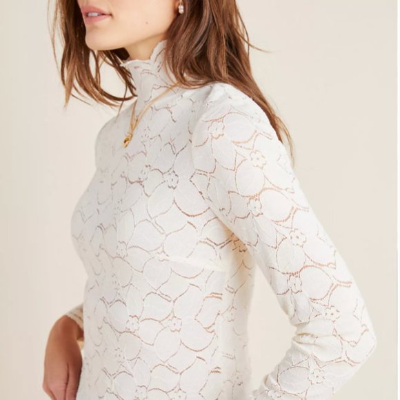 Anthropologie Lilla Lace Mock Neck Top - Picture 3 of 5